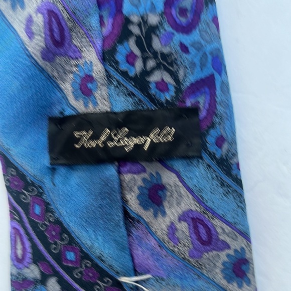 Vintage Karl Lagerfeld Tie - Victorian Floral stripe Print - 100% Silk - Picture 7 of 11